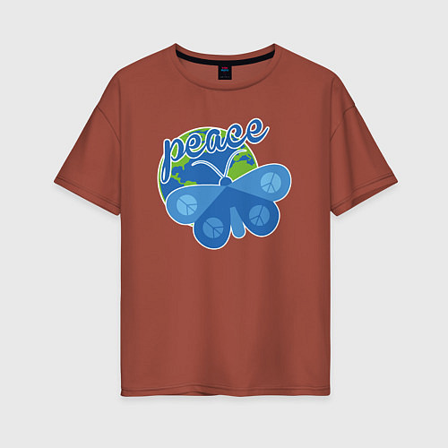 Женская футболка оверсайз Butterfly peace / Кирпичный – фото 1
