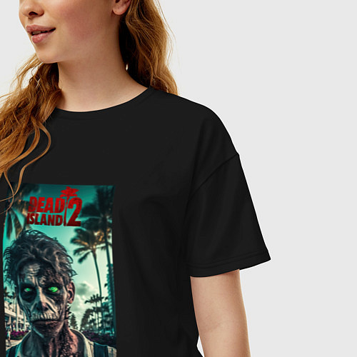 Женская футболка оверсайз Зомби мертвый остров / Черный – фото 3