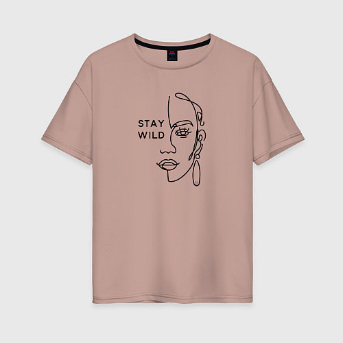 Женская футболка оверсайз Stay wild / Пыльно-розовый – фото 1