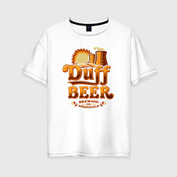 Футболка оверсайз женская Duff beer brewing, цвет: белый