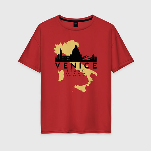 Женская футболка оверсайз Итальянская Венеция / Красный – фото 1