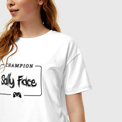 Футболка оверсайз женская Sally Face gaming champion: рамка с лого и джойсти, цвет: белый — фото 2