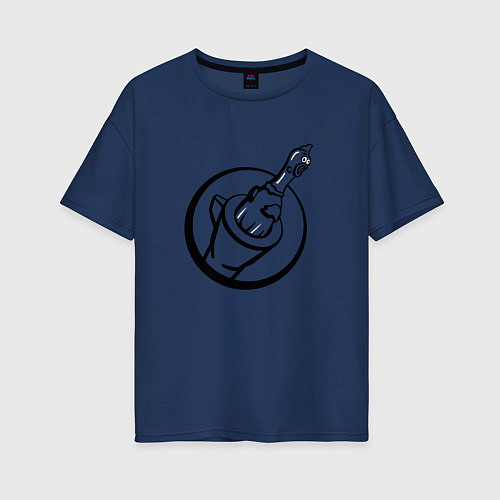Женская футболка оверсайз Чикен ган - вектор лого / Тёмно-синий – фото 1