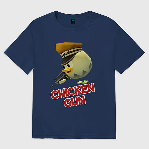Женская футболка оверсайз Chicken Gun logo / Тёмно-синий – фото 1