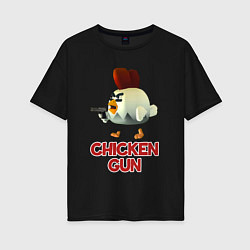 Футболка оверсайз женская Chicken Gun chick, цвет: черный