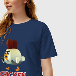 Футболка оверсайз женская Chicken Gun chick, цвет: тёмно-синий — фото 2