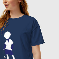 Футболка оверсайз женская Киллуа Золдик с лого на спине, цвет: тёмно-синий — фото 2