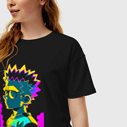 Футболка оверсайз женская Bart Simpson - pop art, цвет: черный — фото 2
