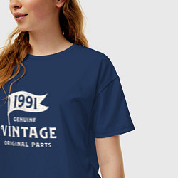 Футболка оверсайз женская 1991 подлинный винтаж - оригинальные детали, цвет: тёмно-синий — фото 2