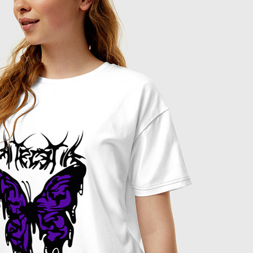 Женская футболка оверсайз Gothic black butterfly / Белый – фото 3