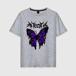 Футболка оверсайз женская Gothic black butterfly, цвет: меланж