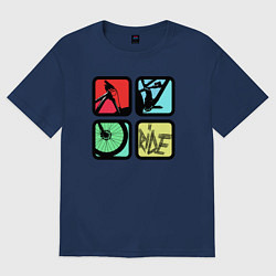 Футболка оверсайз женская Кататься, цвет: тёмно-синий