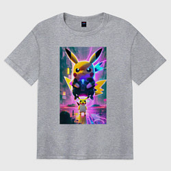 Футболка оверсайз женская Stand of Pikachu - city fantasy, цвет: меланж
