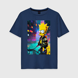 Футболка оверсайз женская Bart Simpson - urban fantasy, цвет: тёмно-синий