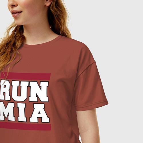 Женская футболка оверсайз Run Miami Heat / Кирпичный – фото 3