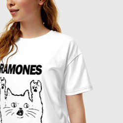 Футболка оверсайз женская Ramones - rock cat, цвет: белый — фото 2