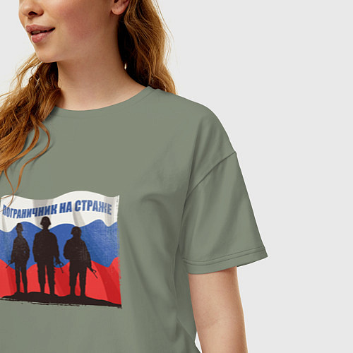 Женская футболка оверсайз Флаг - солдаты / Авокадо – фото 3