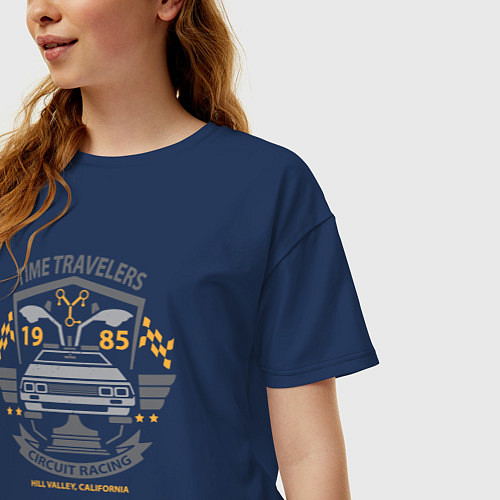 Женская футболка оверсайз Путешественники во времени / Тёмно-синий – фото 3