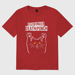 Футболка оверсайз женская Five Finger Death Punch rock cat, цвет: красный