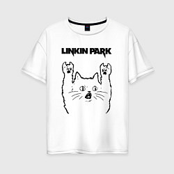 Футболка оверсайз женская Linkin Park - rock cat, цвет: белый
