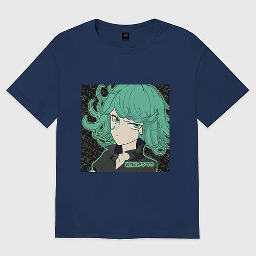 Женская футболка оверсайз Тацумаки / Тёмно-синий – фото 1