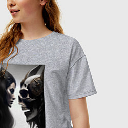 Футболка оверсайз женская Девушка и демон, цвет: меланж — фото 2