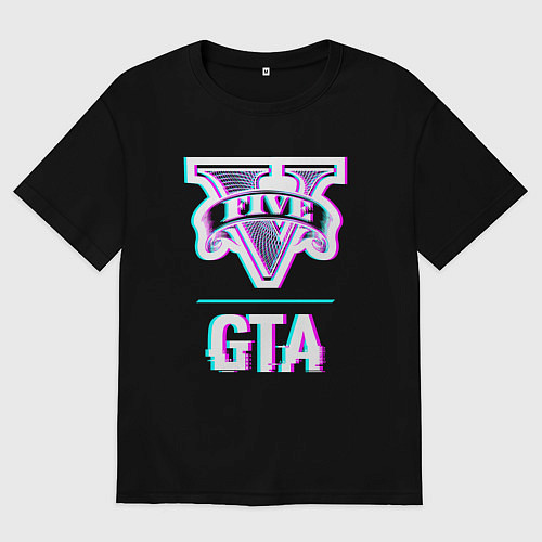 Женская футболка оверсайз GTA в стиле glitch и баги графики / Черный – фото 1