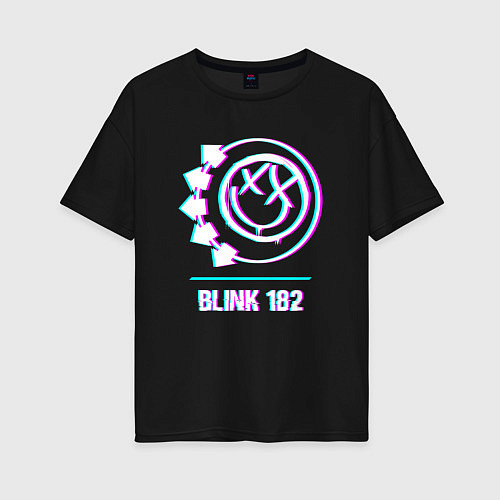 Женская футболка оверсайз Blink 182 glitch rock / Черный – фото 1