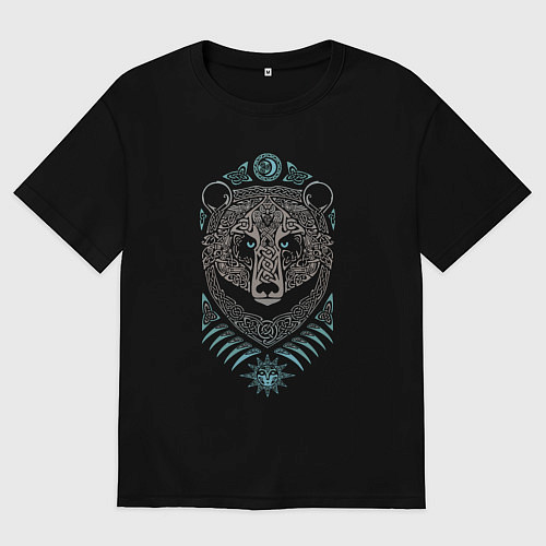 Женская футболка оверсайз Мифология славян - медведь / Черный – фото 1