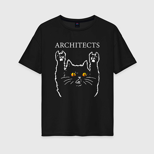 Женская футболка оверсайз Architects rock cat / Черный – фото 1