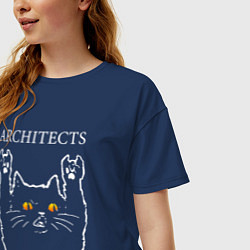 Футболка оверсайз женская Architects rock cat, цвет: тёмно-синий — фото 2