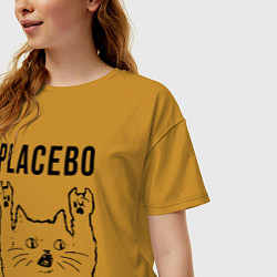 Футболка оверсайз женская Placebo - rock cat, цвет: горчичный — фото 2