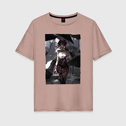 Футболка оверсайз женская Кафка под дождём, цвет: пыльно-розовый