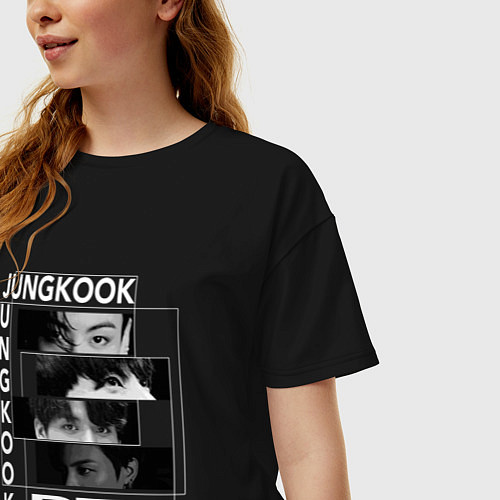Женская футболка оверсайз Чонгук BTS JungKook / Черный – фото 3