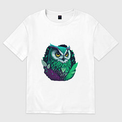 Футболка оверсайз женская Изумрудная сова, цвет: белый