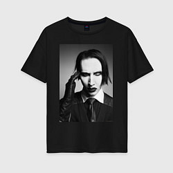 Футболка оверсайз женская Marilyn Manson looks at you, цвет: черный