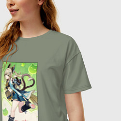 Футболка оверсайз женская Кирара Геншин импакт, цвет: авокадо — фото 2