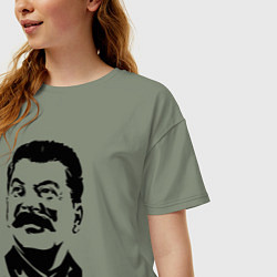 Футболка оверсайз женская Сталин чб, цвет: авокадо — фото 2