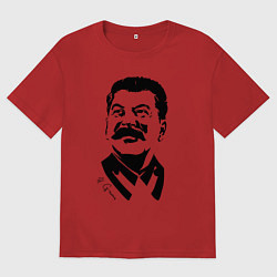 Футболка оверсайз женская Сталин чб, цвет: красный