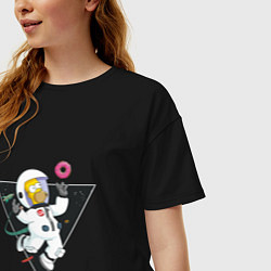 Футболка оверсайз женская Гомер в космосе, цвет: черный — фото 2