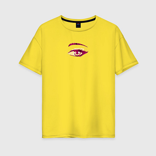Женская футболка оверсайз Аниме глаз в полутонах / Желтый – фото 1