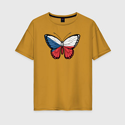 Футболка оверсайз женская Чехия бабочка, цвет: горчичный