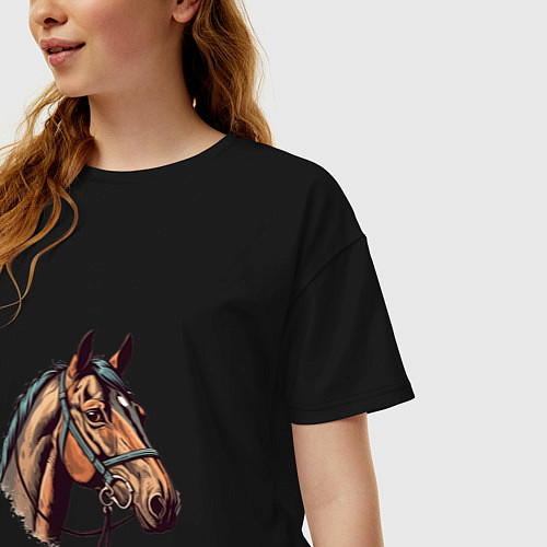 Женская футболка оверсайз Коняка скакуняка / Черный – фото 3