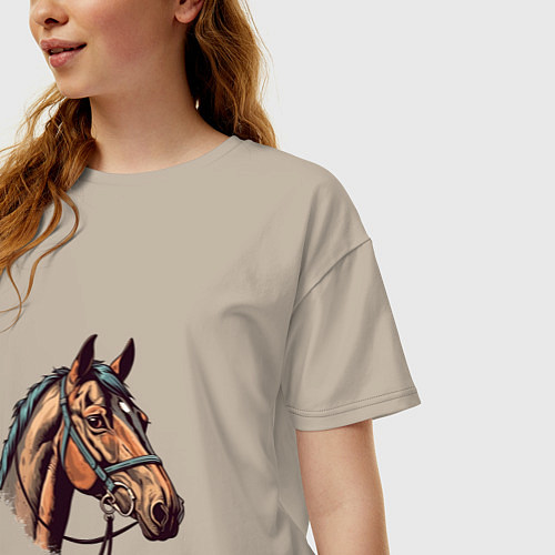 Женская футболка оверсайз Коняка скакуняка / Миндальный – фото 3