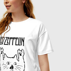 Футболка оверсайз женская Led Zeppelin - rock cat, цвет: белый — фото 2