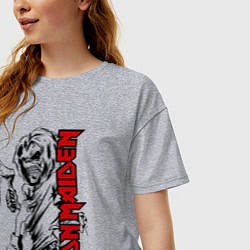 Футболка оверсайз женская Iron maiden fans, цвет: меланж — фото 2