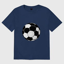 Футболка оверсайз женская Монохромный футбольный мяч, цвет: тёмно-синий