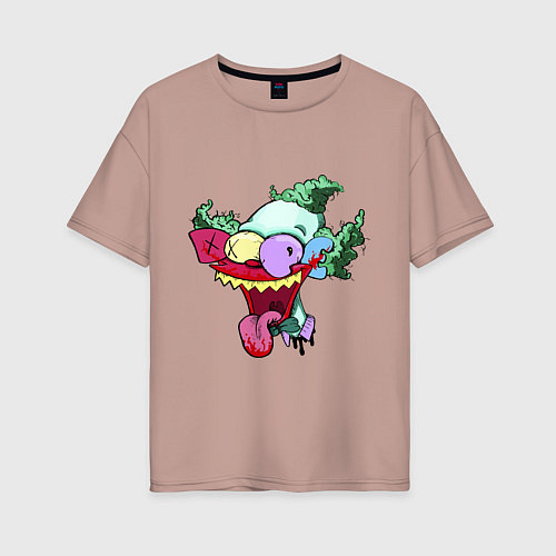 Женская футболка оверсайз Krusty head / Пыльно-розовый – фото 1