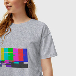 Футболка оверсайз женская Разноцветные полосы в телевизоре, цвет: меланж — фото 2