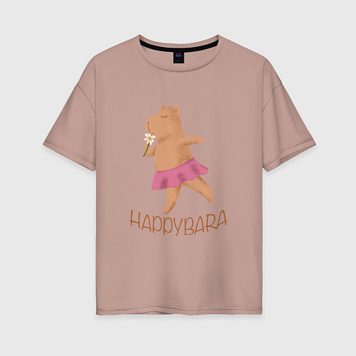 Женская футболка оверсайз Happybara / Пыльно-розовый – фото 1